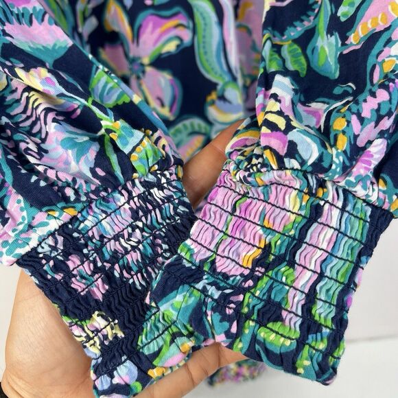 Lilly Pulitzer Size XS Diann Dress High Tide Navy She’s Got Sol Floral Women's - Picture 6 of 14
